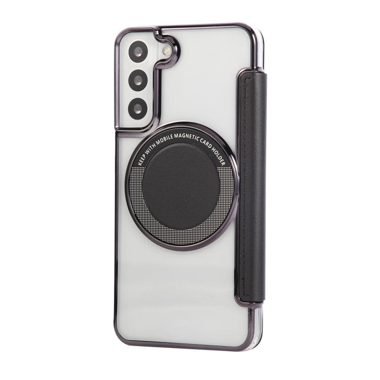 For Samsung Galaxy S22+ 5G Ultra-thin Magnetic Plating Vegan Leather Phone Case