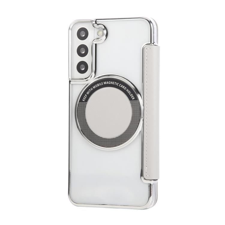 For Samsung Galaxy S22+ 5G Ultra-thin Magnetic Plating Vegan Leather Phone Case