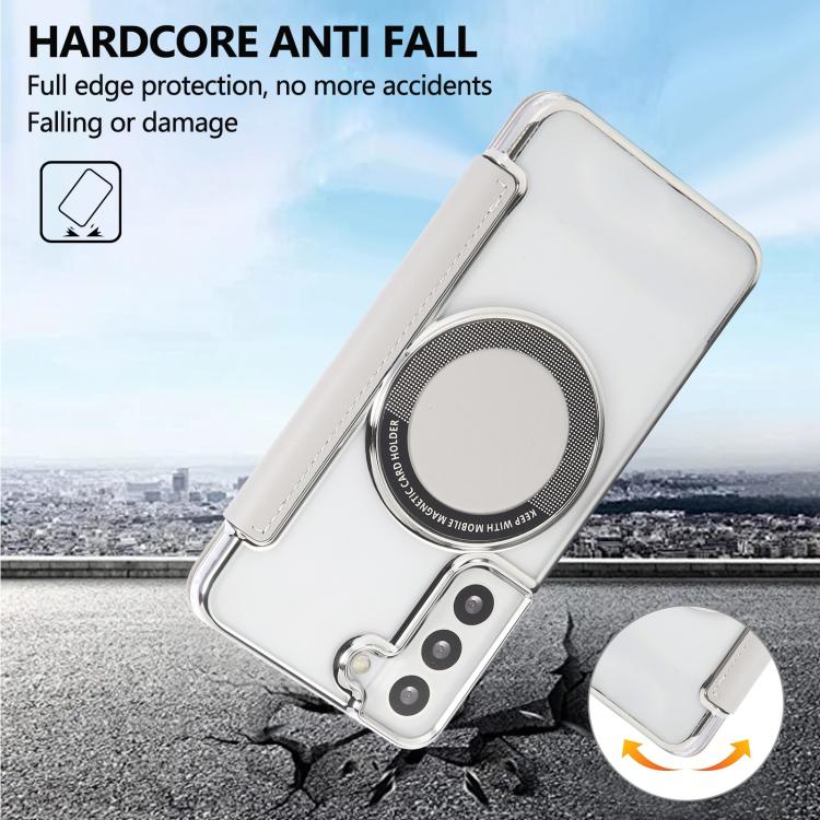 For Samsung Galaxy S22+ 5G Ultra-thin Magnetic Plating Vegan Leather Phone Case
