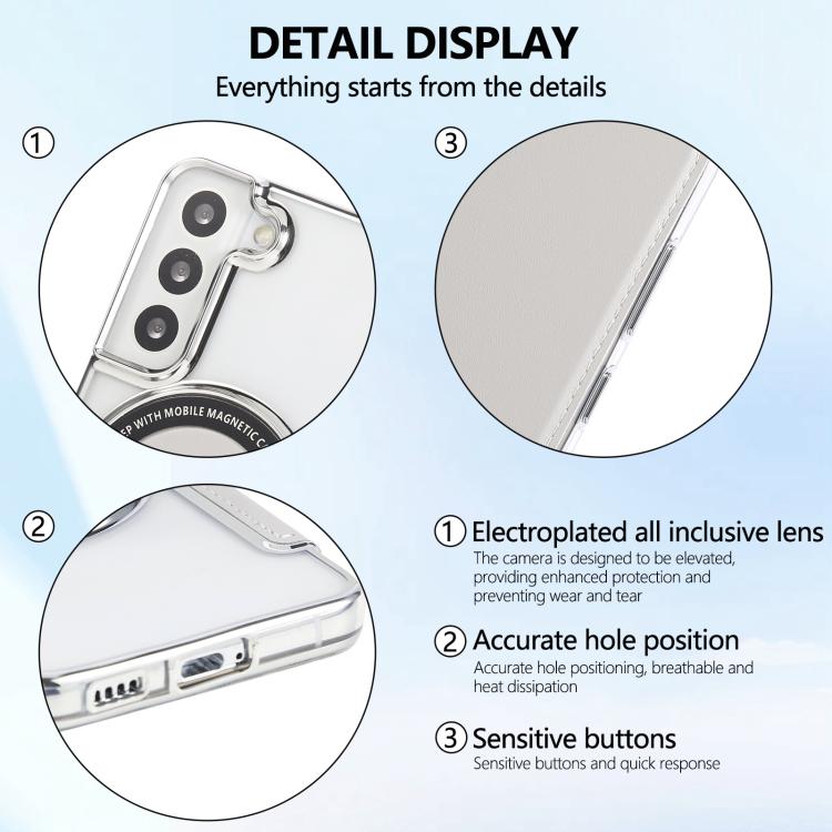 For Samsung Galaxy S22+ 5G Ultra-thin Magnetic Plating Vegan Leather Phone Case