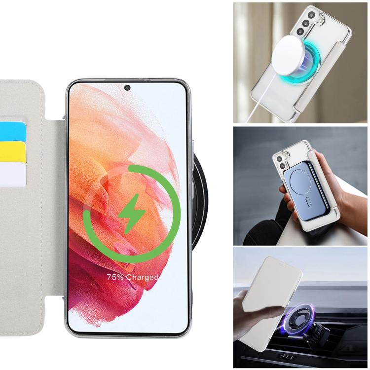 For Samsung Galaxy S22+ 5G Ultra-thin Magnetic Plating Vegan Leather Phone Case