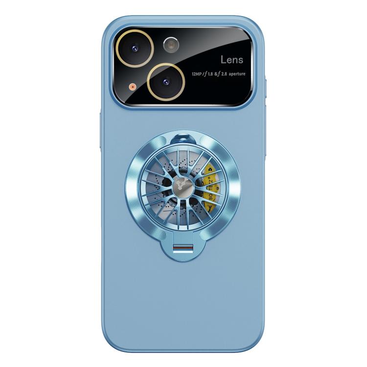 For iPhone 14 Plus Glaze PC Camera Window Gyro Kickstand Magnetic Phone Case