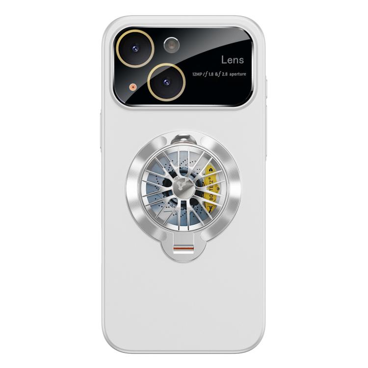 For iPhone 14 Plus Glaze PC Camera Window Gyro Kickstand Magnetic Phone Case