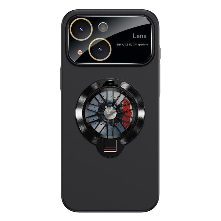 For iPhone 15 Plus Glaze PC Camera Window Gyro Kickstand Magnetic Phone Case