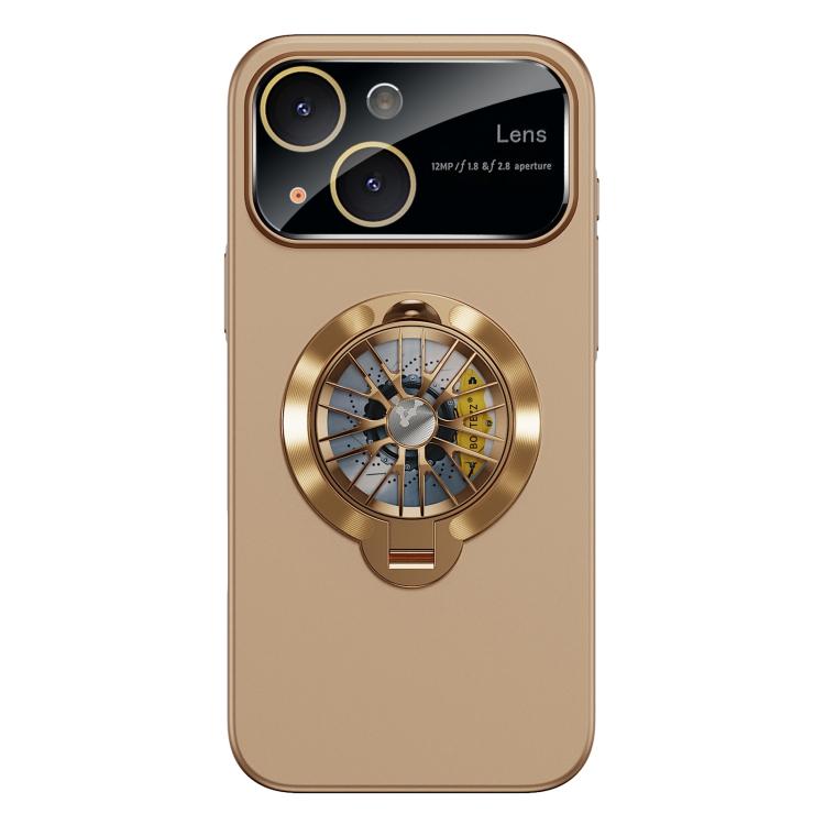 For iPhone 13 Glaze PC Camera Window Gyro Kickstand Magnetic Phone Case