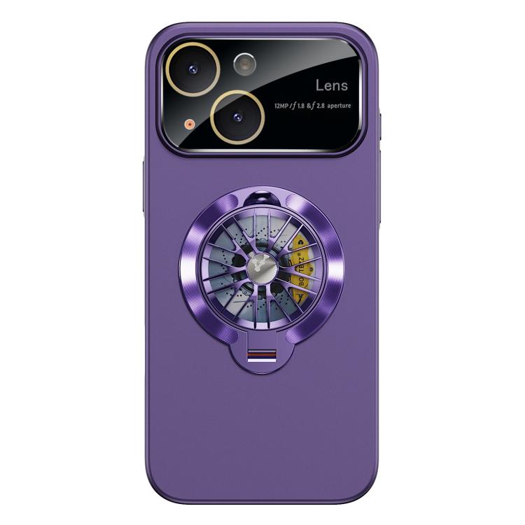 For iPhone 13 Glaze PC Camera Window Gyro Kickstand Magnetic Phone Case