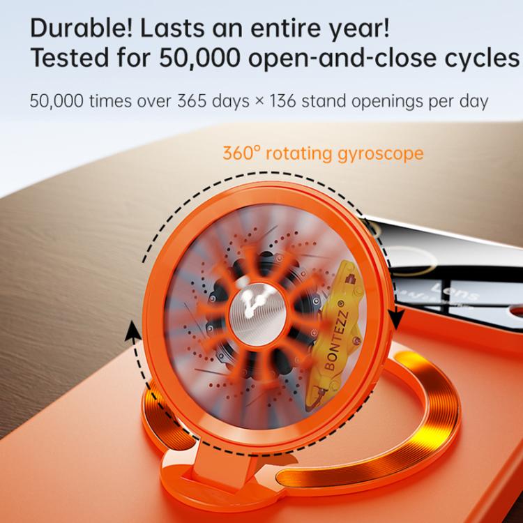 For iPhone 15 Pro Glaze PC Camera Window Gyro Kickstand Magnetic Phone Case