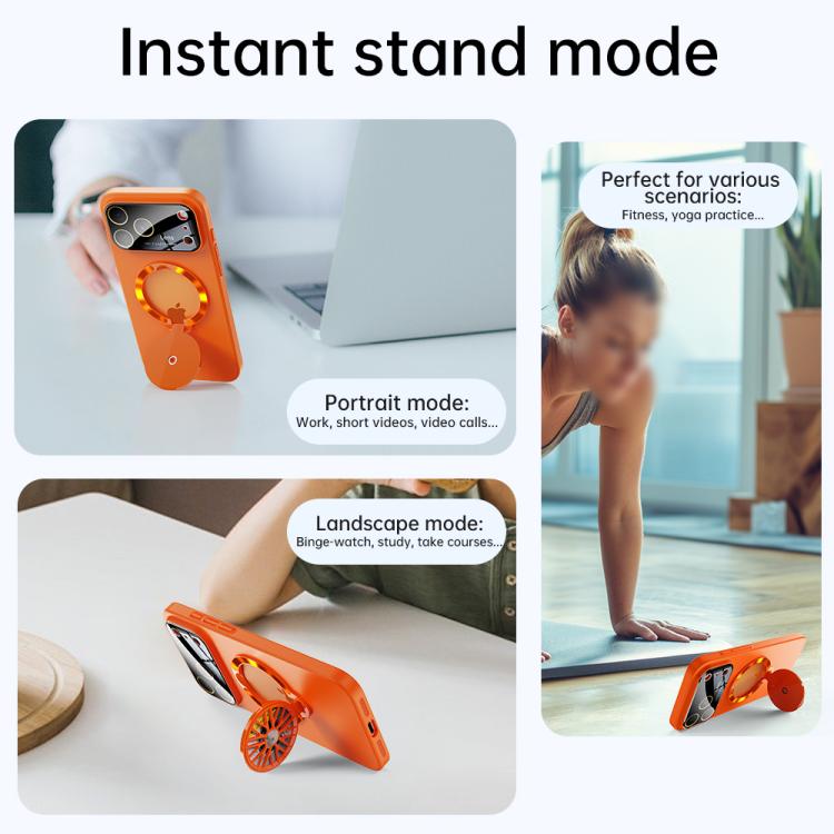 For iPhone 14 Plus Glaze PC Camera Window Gyro Kickstand Magnetic Phone Case