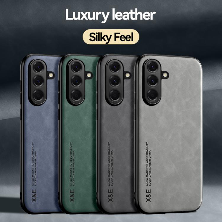 For Samsung Galaxy A17 5G Skin Feel Magnetic Leather Back Phone Case