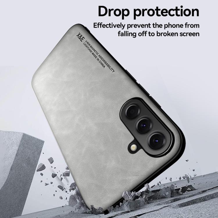 For Samsung Galaxy A57 5G Skin Feel Magnetic Leather Back Phone Case