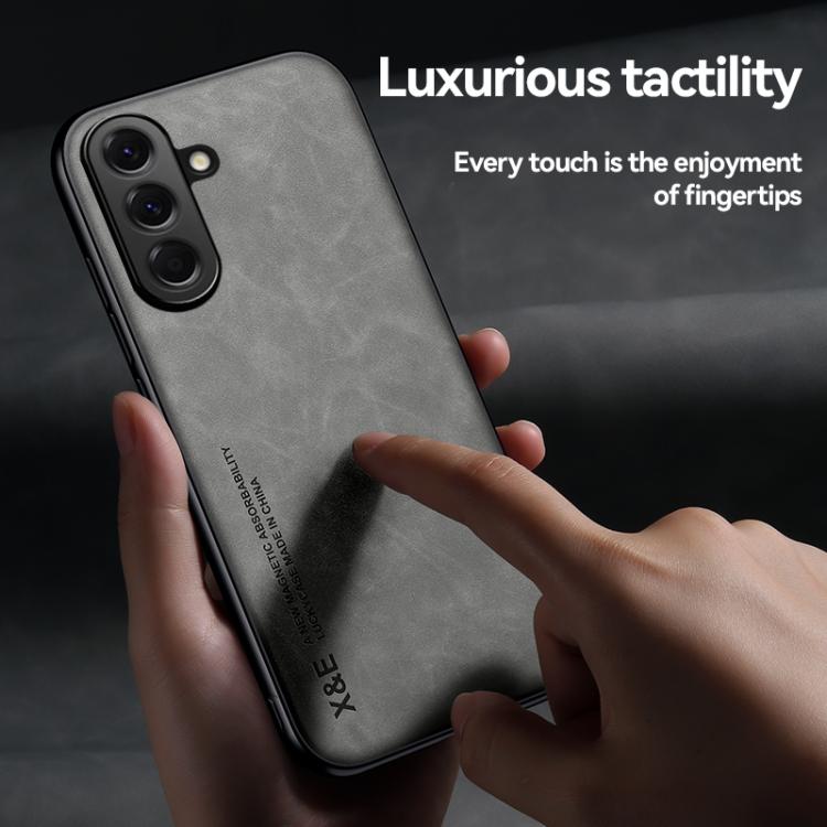 For Samsung Galaxy A57 5G Skin Feel Magnetic Leather Back Phone Case