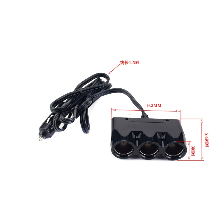 3 in 1 Car Cigarette Lighter Socket High Power Car Charger, Cable Length: 1.5m