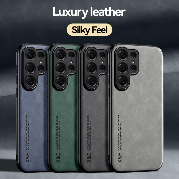 For Samsung Galaxy S26+ 5G Skin Feel Magnetic Leather Back Phone Case
