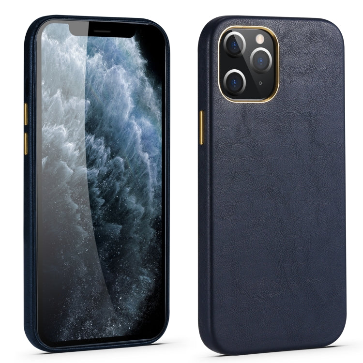 For iPhone 12 Lambskin Texture Four-Corner Full Coverage Leather + Metal Protective Case