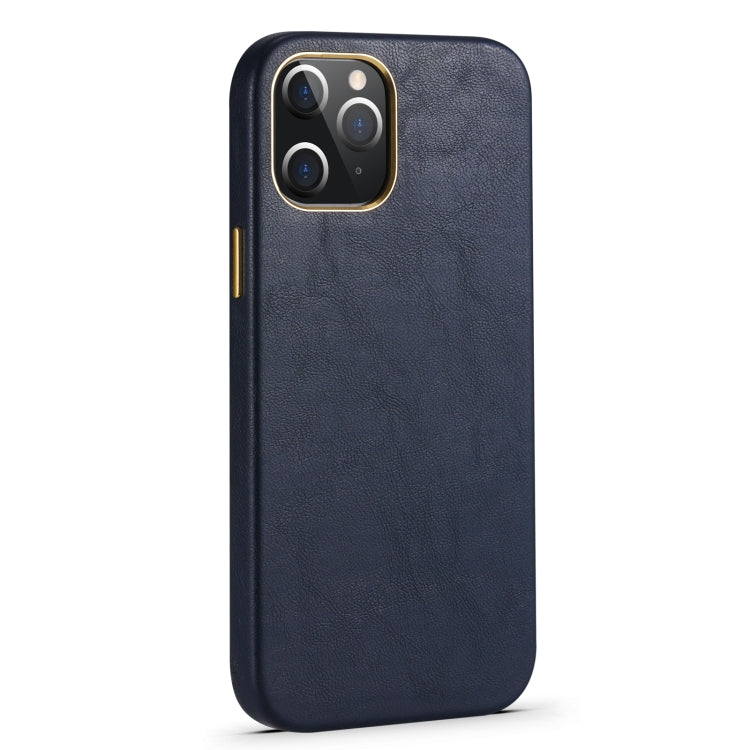 For iPhone 12 Lambskin Texture Four-Corner Full Coverage Leather + Metal Protective Case