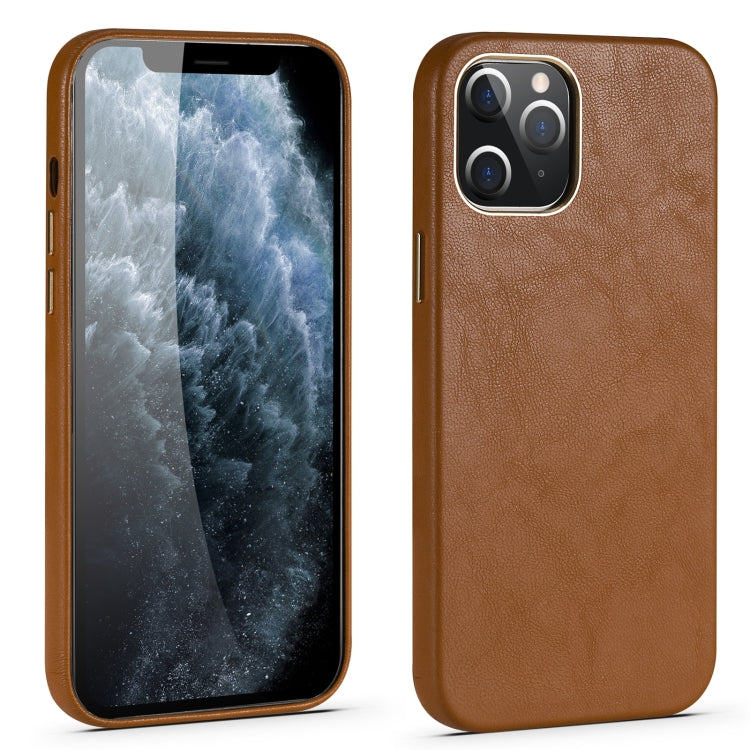 For iPhone 12 Lambskin Texture Four-Corner Full Coverage Leather + Metal Protective Case