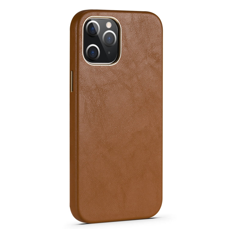 For iPhone 12 Lambskin Texture Four-Corner Full Coverage Leather + Metal Protective Case
