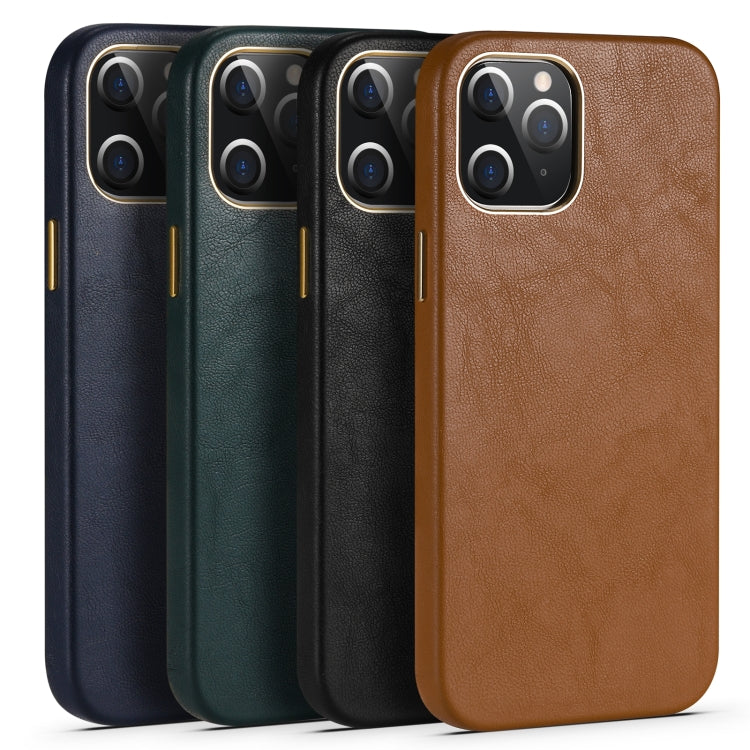 For iPhone 12 Lambskin Texture Four-Corner Full Coverage Leather + Metal Protective Case