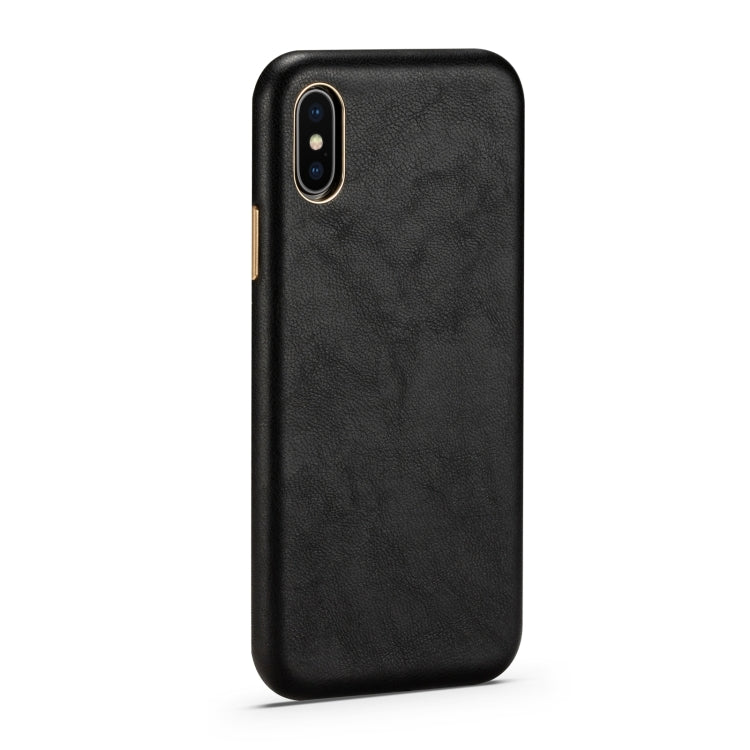 Lambskin Texture Four-Corner Full Coverage Leather + Metal Protective Case For iPhone 7 / 8