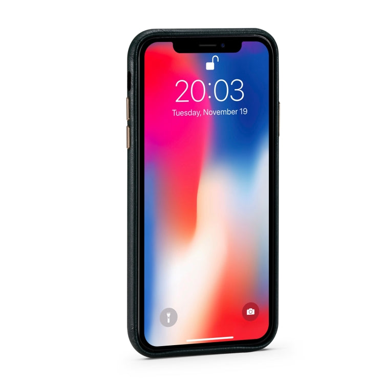 For iPhone X / XS Lambskin Texture Four-Corner Full Coverage Leather + Metal Protective Case