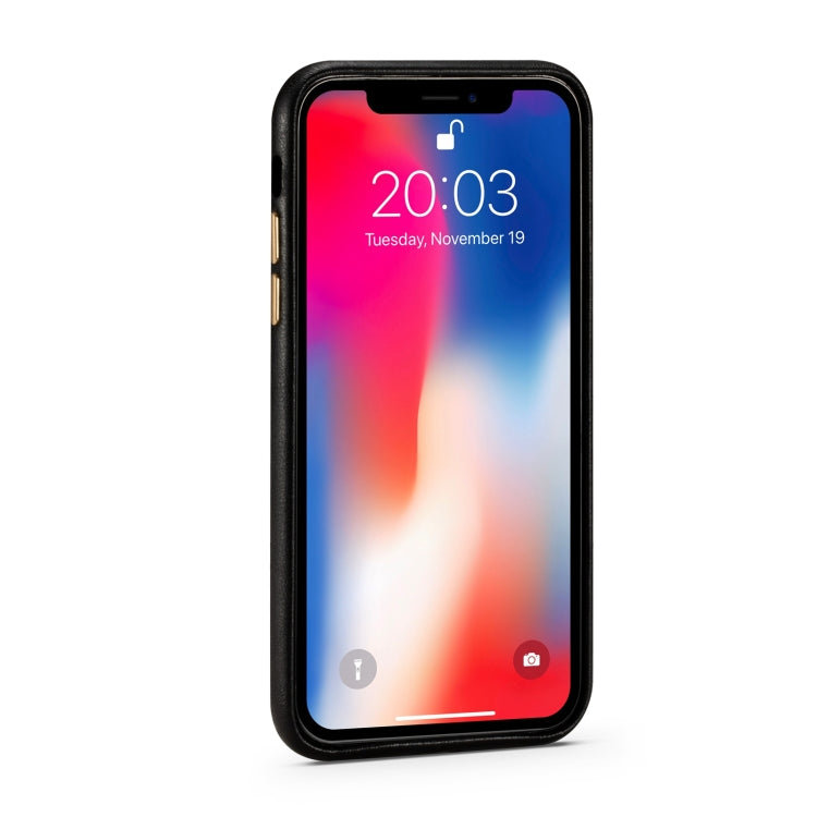 For iPhone X / XS Lambskin Texture Four-Corner Full Coverage Leather + Metal Protective Case