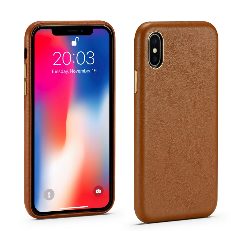 For iPhone XS Max Lambskin Texture Four-Corner Full Coverage Leather + Metal Protective Case