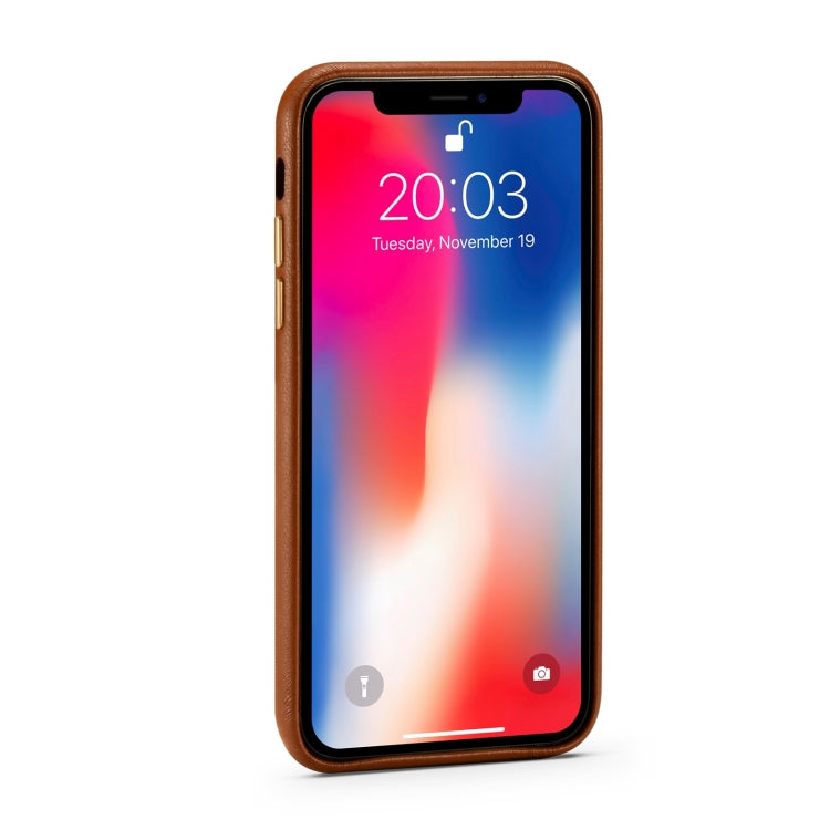For iPhone XS Max Lambskin Texture Four-Corner Full Coverage Leather + Metal Protective Case