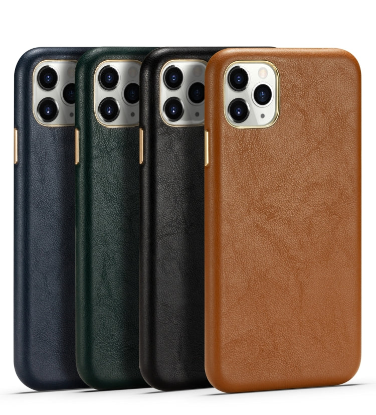 For iPhone 11 Pro Lambskin Texture Four-Corner Full Coverage Leather + Metal Protective Case