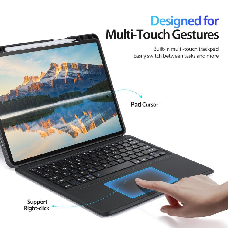 For iPad Air 11 2025 / 2024 DUX DUCIS DK Series Backlight Magnetic Wireless Keyboard Vegan Leather Tablet Case - Black