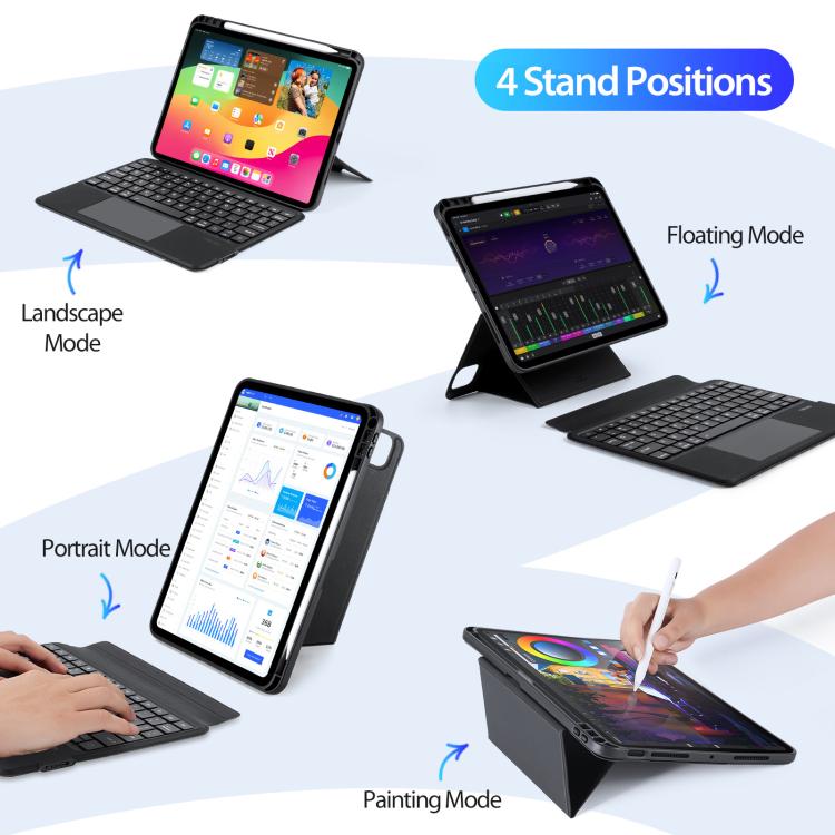 For iPad Pro 11 2025 / 2024 DUX DUCIS DK Series Backlight Magnetic Wireless Keyboard Vegan Leather Tablet Case - Black
