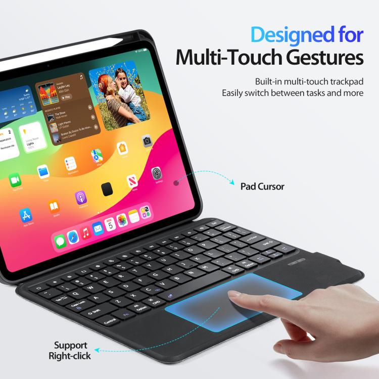 For iPad Pro 11 2025 / 2024 DUX DUCIS DK Series Backlight Magnetic Wireless Keyboard Vegan Leather Tablet Case - Black