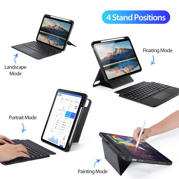For iPad 2025 / 2022 DUX DUCIS DK Series Backlight Magnetic Wireless Keyboard Vegan Leather Tablet Case - Black