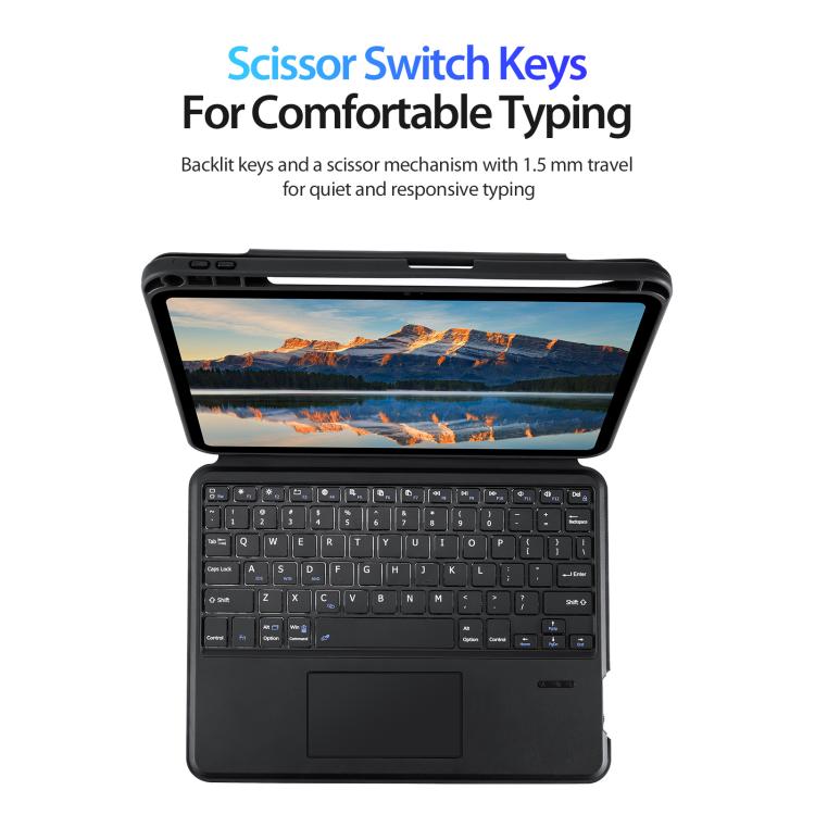 For iPad 2025 / 2022 DUX DUCIS DK Series Backlight Magnetic Wireless Keyboard Vegan Leather Tablet Case - Black