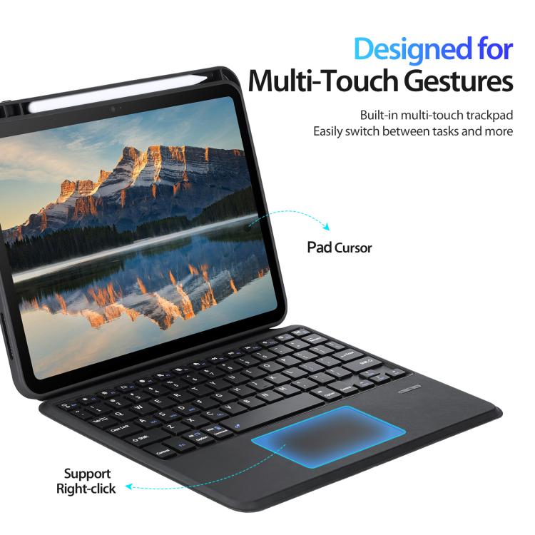 For iPad 2025 / 2022 DUX DUCIS DK Series Backlight Magnetic Wireless Keyboard Vegan Leather Tablet Case - Black