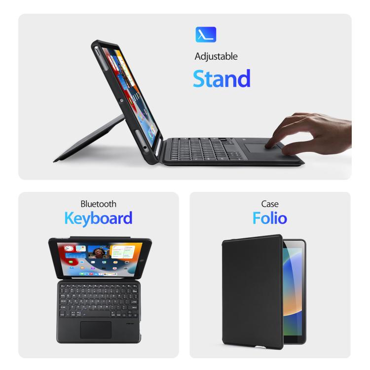 For iPad 10.2 2021 / 2020 / Air 2019 DUX DUCIS DK Series Backlight Magnetic Wireless Keyboard Vegan Leather Tablet Case - Black