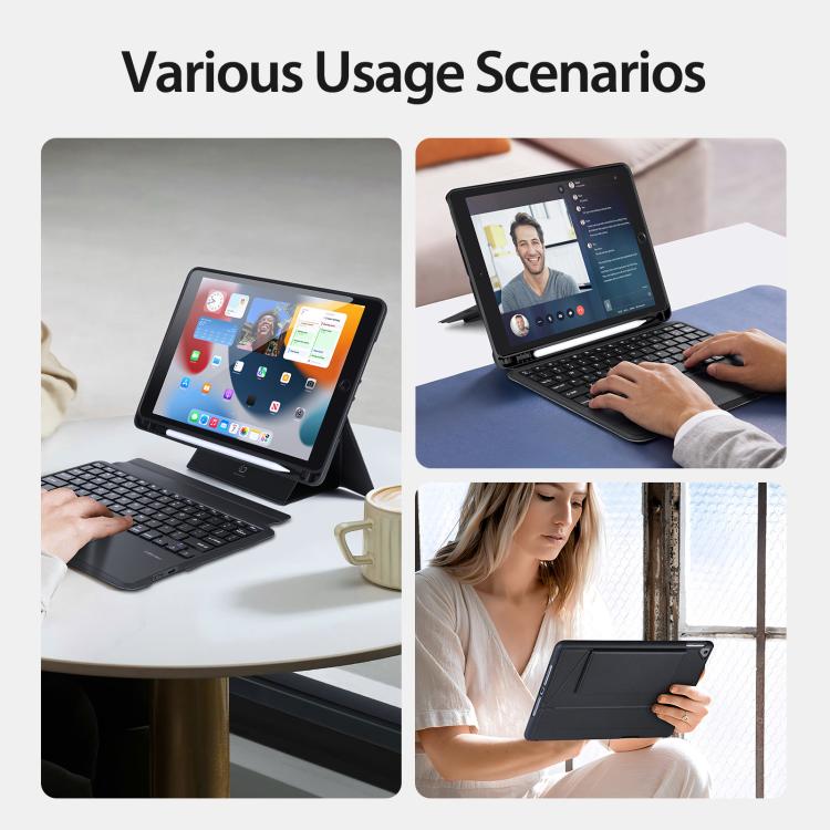 For iPad 10.2 2021 / 2020 / Air 2019 DUX DUCIS DK Series Backlight Magnetic Wireless Keyboard Vegan Leather Tablet Case - Black