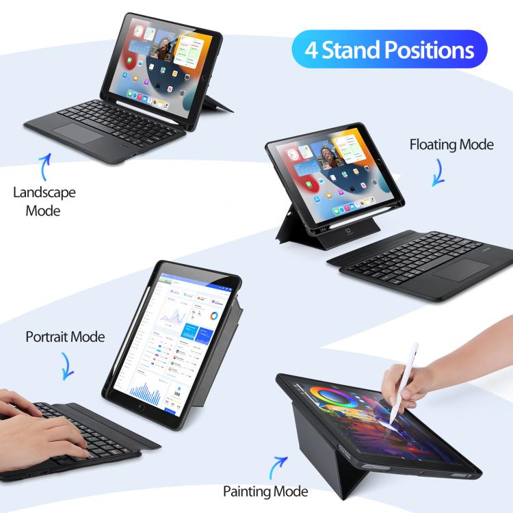 For iPad 10.2 2021 / 2020 / Air 2019 DUX DUCIS DK Series Backlight Magnetic Wireless Keyboard Vegan Leather Tablet Case - Black
