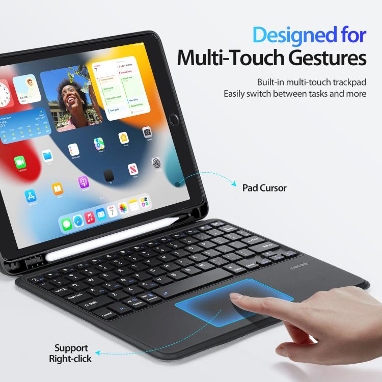 For iPad 10.2 2021 / 2020 / Air 2019 DUX DUCIS DK Series Backlight Magnetic Wireless Keyboard Vegan Leather Tablet Case - Black