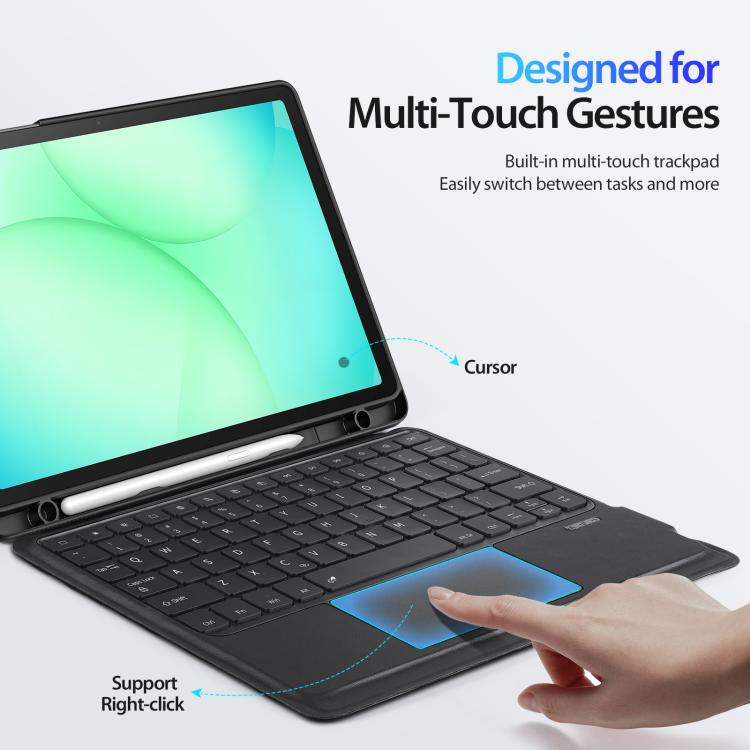 For Samsung Galaxy Tab A11+ / A9+ DUX DUCIS DK Series Backlight Magnetic Wireless Keyboard Vegan Leather Tablet Case - Black