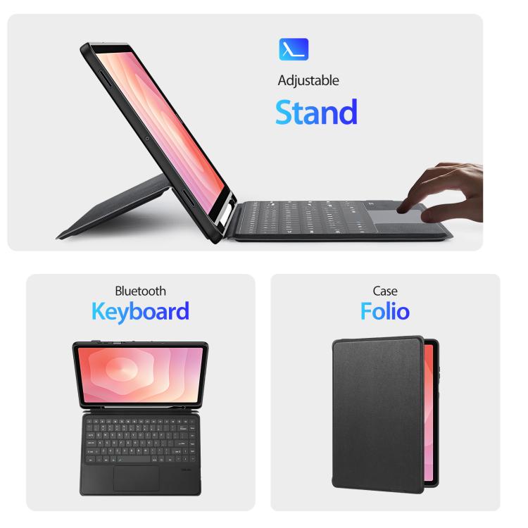 For Samsung Galaxy Tab S11 DUX DUCIS DK Series Backlight Magnetic Wireless Keyboard Vegan Leather Tablet Case - Black