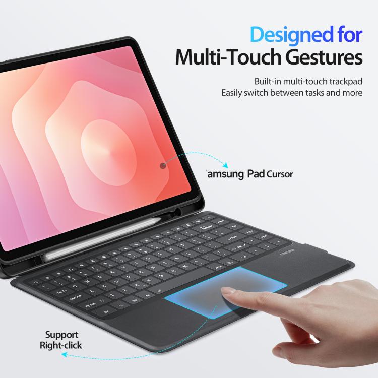 For Samsung Galaxy Tab S11 DUX DUCIS DK Series Backlight Magnetic Wireless Keyboard Vegan Leather Tablet Case - Black