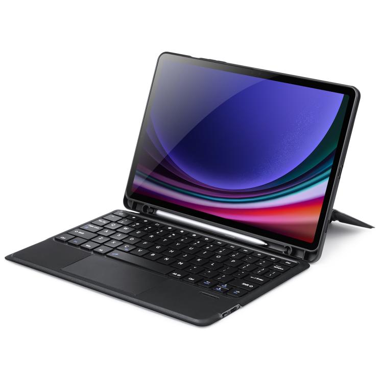 For Samsung Galaxy Tab S10 Lite / S10 FE DUX DUCIS DK Series Backlight Magnetic Wireless Keyboard Vegan Leather Tablet Case - Black