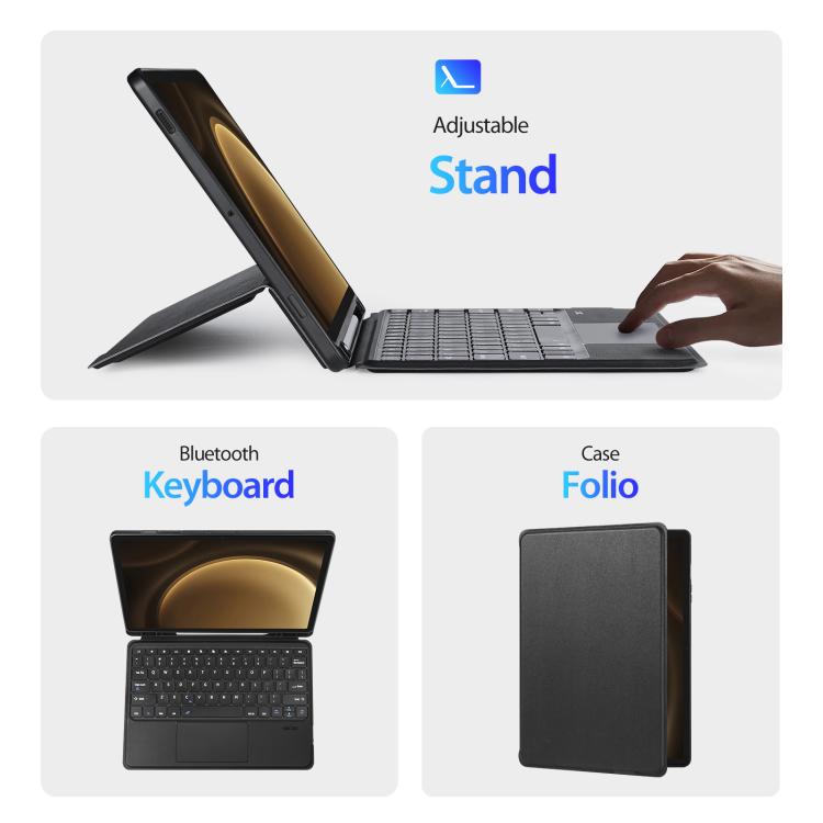 For Samsung Galaxy Tab S10+ / S9+ DUX DUCIS DK Series Backlight Magnetic Wireless Keyboard Vegan Leather Tablet Case - Black