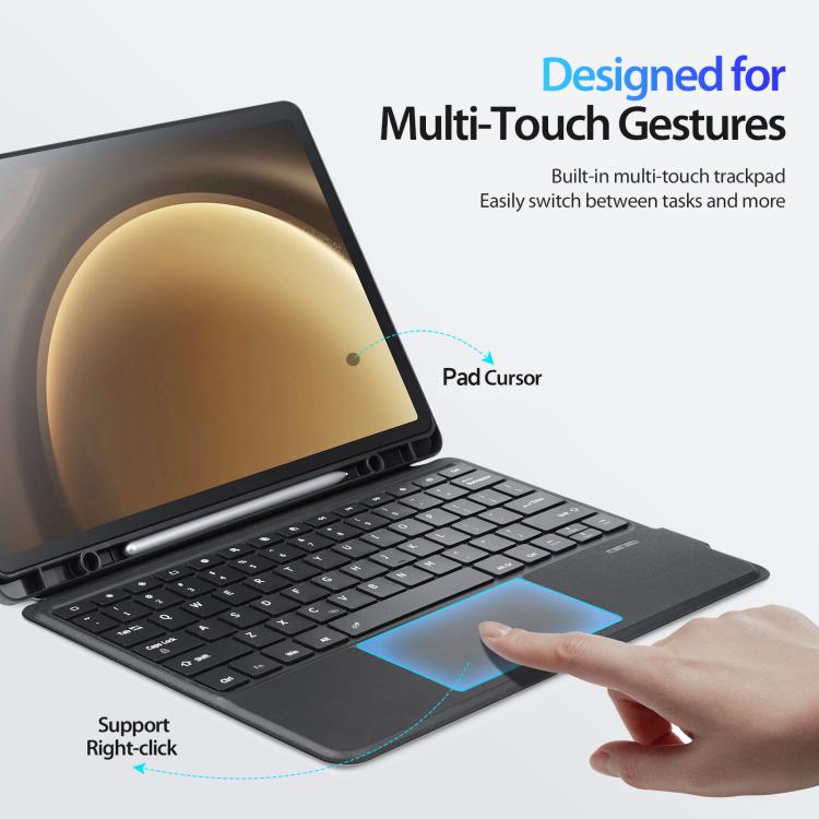 For Samsung Galaxy Tab S10+ / S9+ DUX DUCIS DK Series Backlight Magnetic Wireless Keyboard Vegan Leather Tablet Case - Black