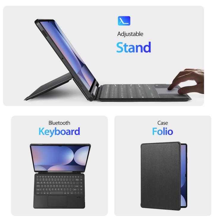 For Samsung Galaxy Tab S10 Ultra DUX DUCIS DK Series Backlight Magnetic Wireless Keyboard Vegan Leather Tablet Case - Black