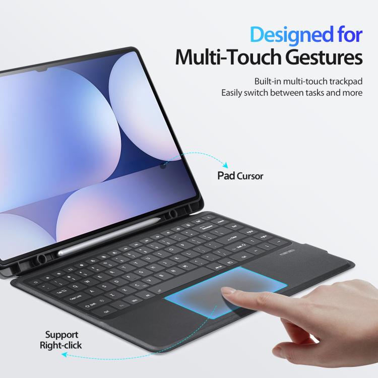 For Samsung Galaxy Tab S10 Ultra DUX DUCIS DK Series Backlight Magnetic Wireless Keyboard Vegan Leather Tablet Case - Black