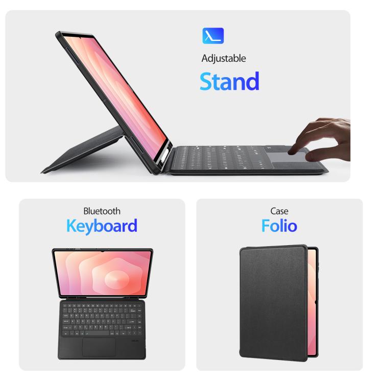 For Samsung Galaxy Tab S11 Ultra DUX DUCIS DK Series Backlight Magnetic Wireless Keyboard Vegan Leather Tablet Case - Black