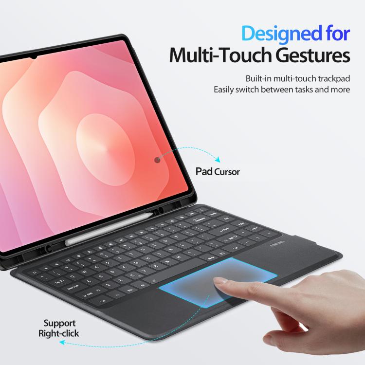 For Samsung Galaxy Tab S11 Ultra DUX DUCIS DK Series Backlight Magnetic Wireless Keyboard Vegan Leather Tablet Case - Black