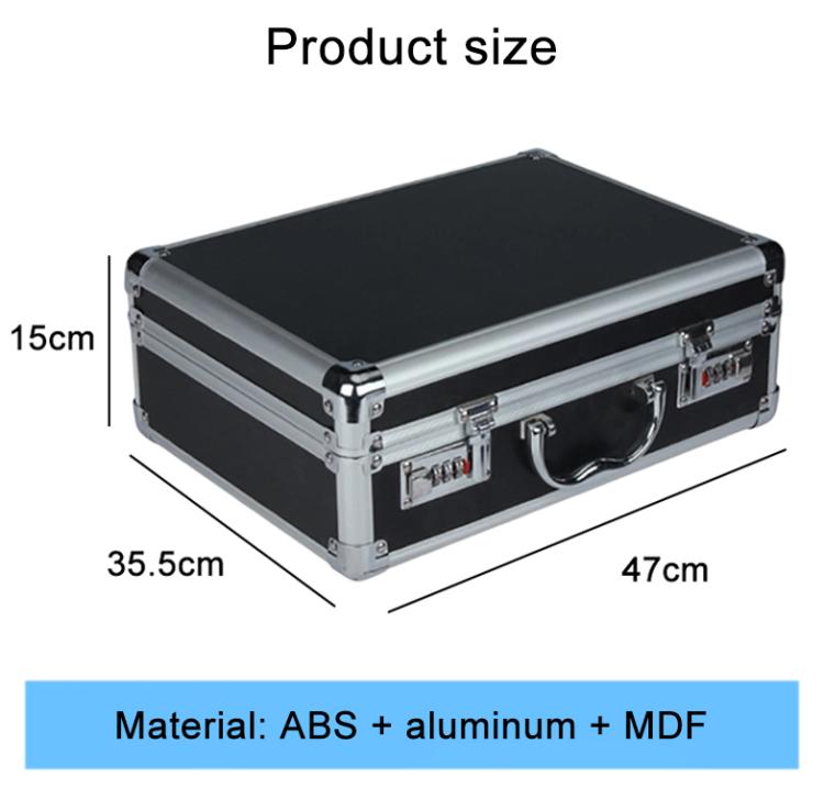 Aluminum Alloy Portable Key Lock Instrument Storage Box, Size:L