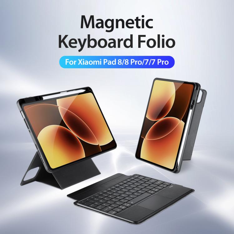 For Xiaomi Pad 8 / 8 Pro / 7 / 7 Pro DUX DUCIS DK Series Backlight Magnetic Wireless Keyboard Vegan Leather Tablet Case - Black